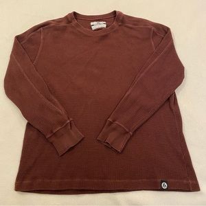 Men's AMERICAN‎ GIANT Waffle Crew Thermal Shirt Maroon Red Crewneck XXL 2XL